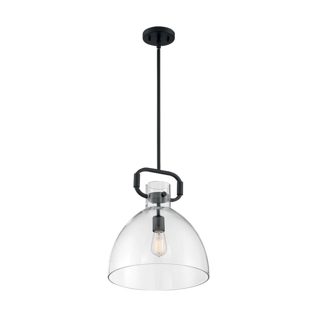 Satco 60-7152 Pendant Fixture Teresa; 1 Light; Bell Matte Black Finish