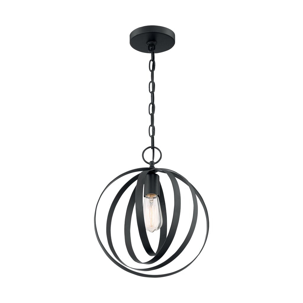 Satco 60-7066 Pendant Fixture Pendleton; 1 Light; Matte Black Finish
