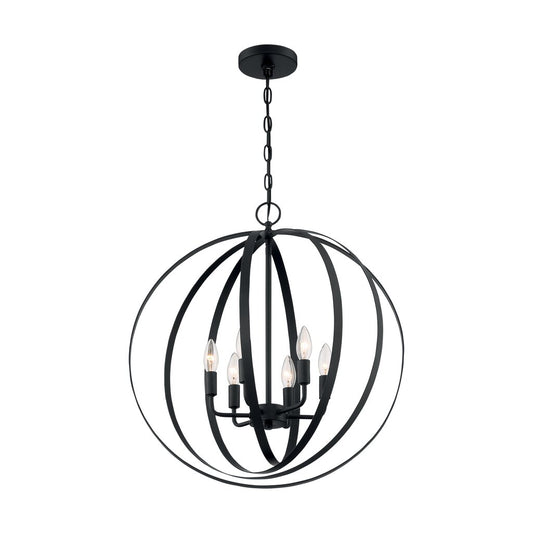 Satco 60-7068 Pendant Fixture Pendleton; 6 Light; Matte Black Finish