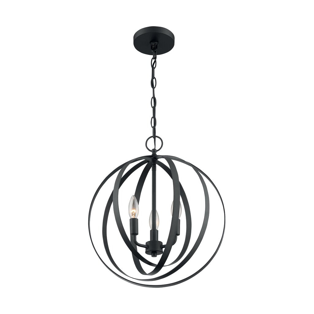 Satco 60-7067 Pendant Fixture Pendleton; 3 Light; Matte Black Finish