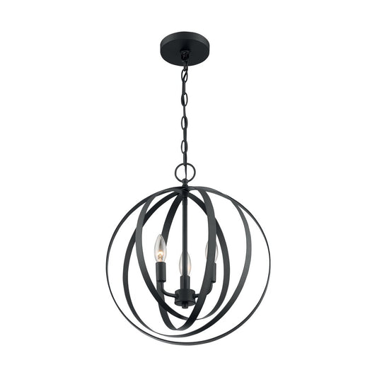 Satco 60-7067 Pendant Fixture Pendleton; 3 Light; Matte Black Finish