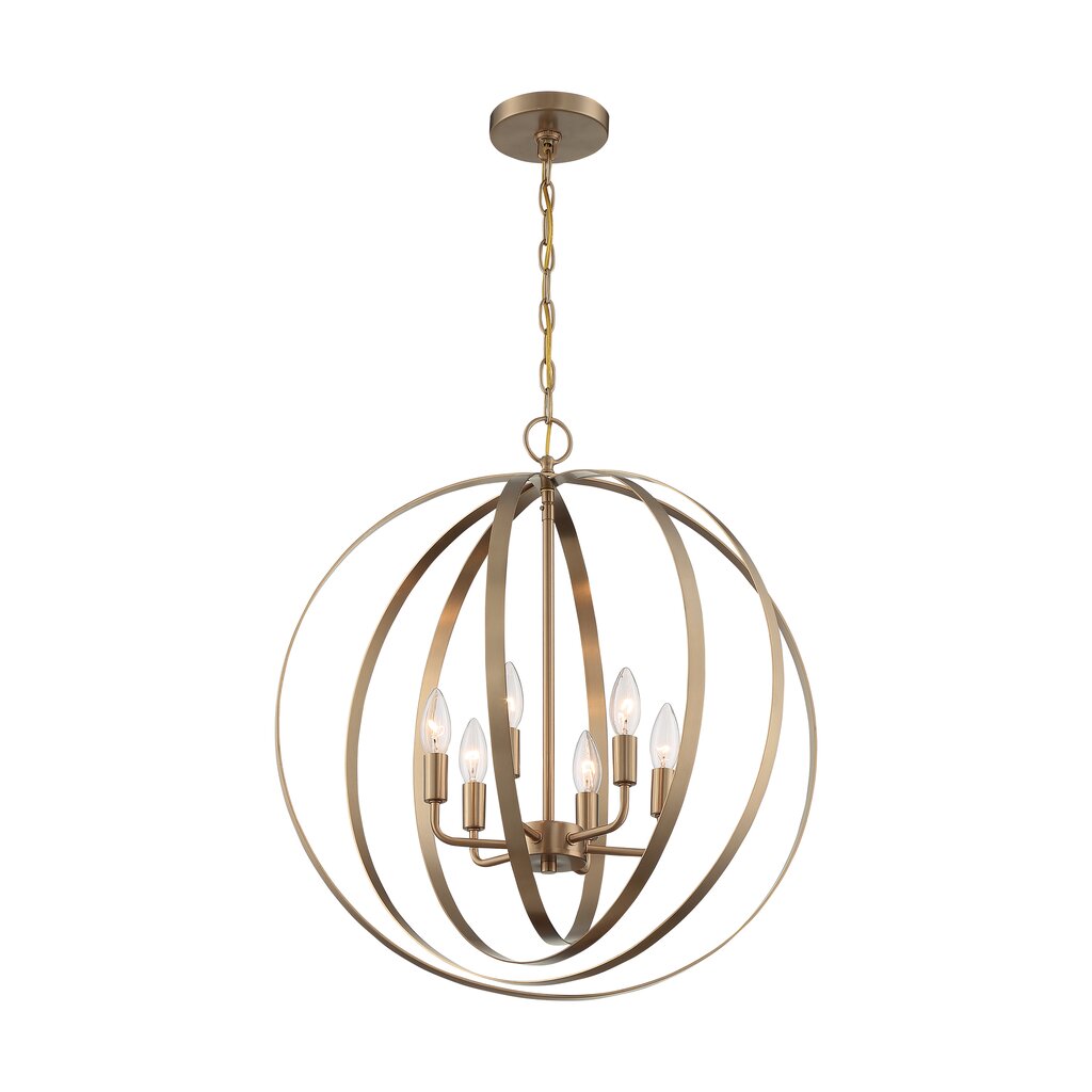 Satco 60-7058 Pendant Fixture Pendleton; 6 Light; Burnished Brass