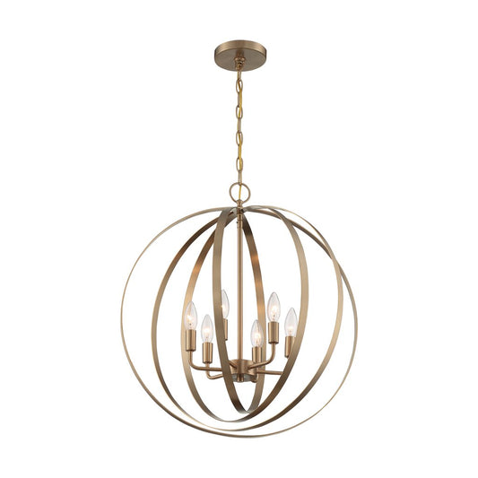 Satco 60-7058 Pendant Fixture Pendleton; 6 Light; Burnished Brass
