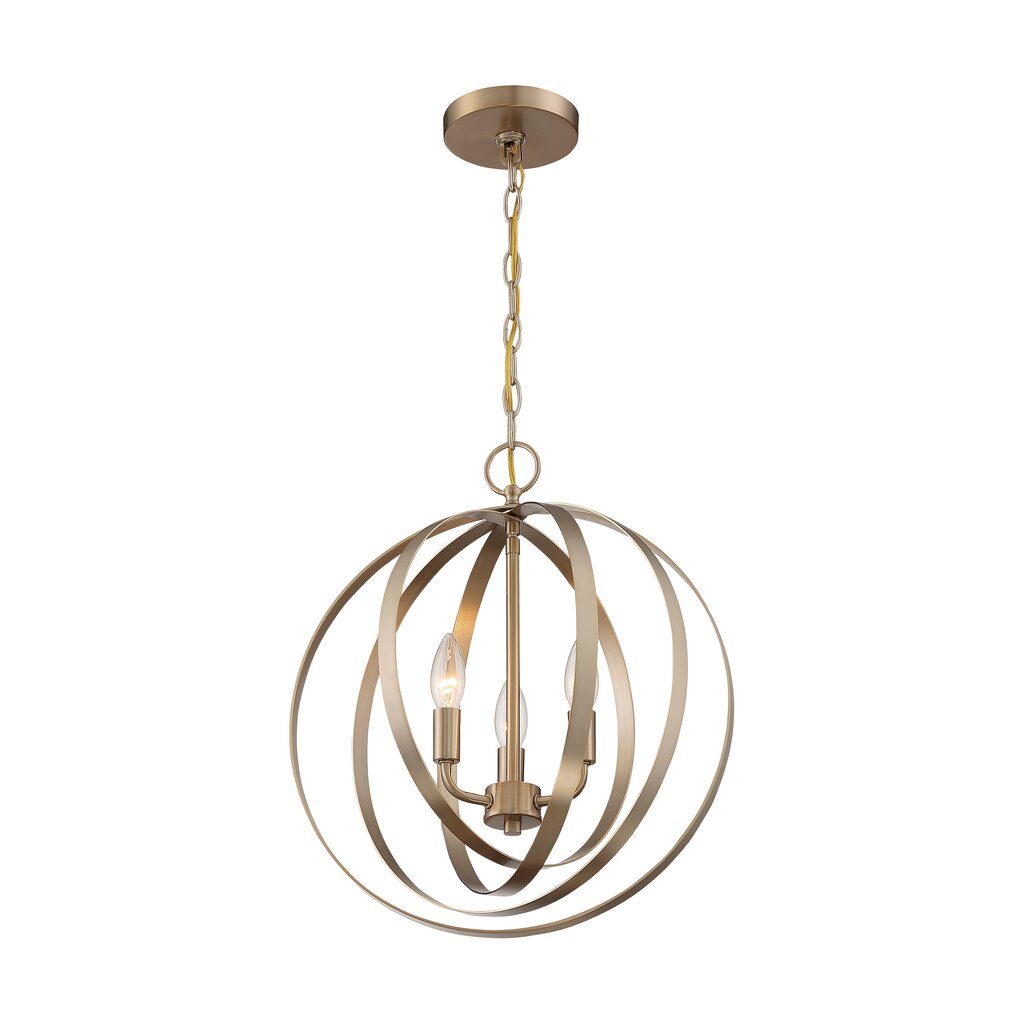 Satco 60-7057 Pendant Fixture Pendleton; 3 Light; Burnished Brass