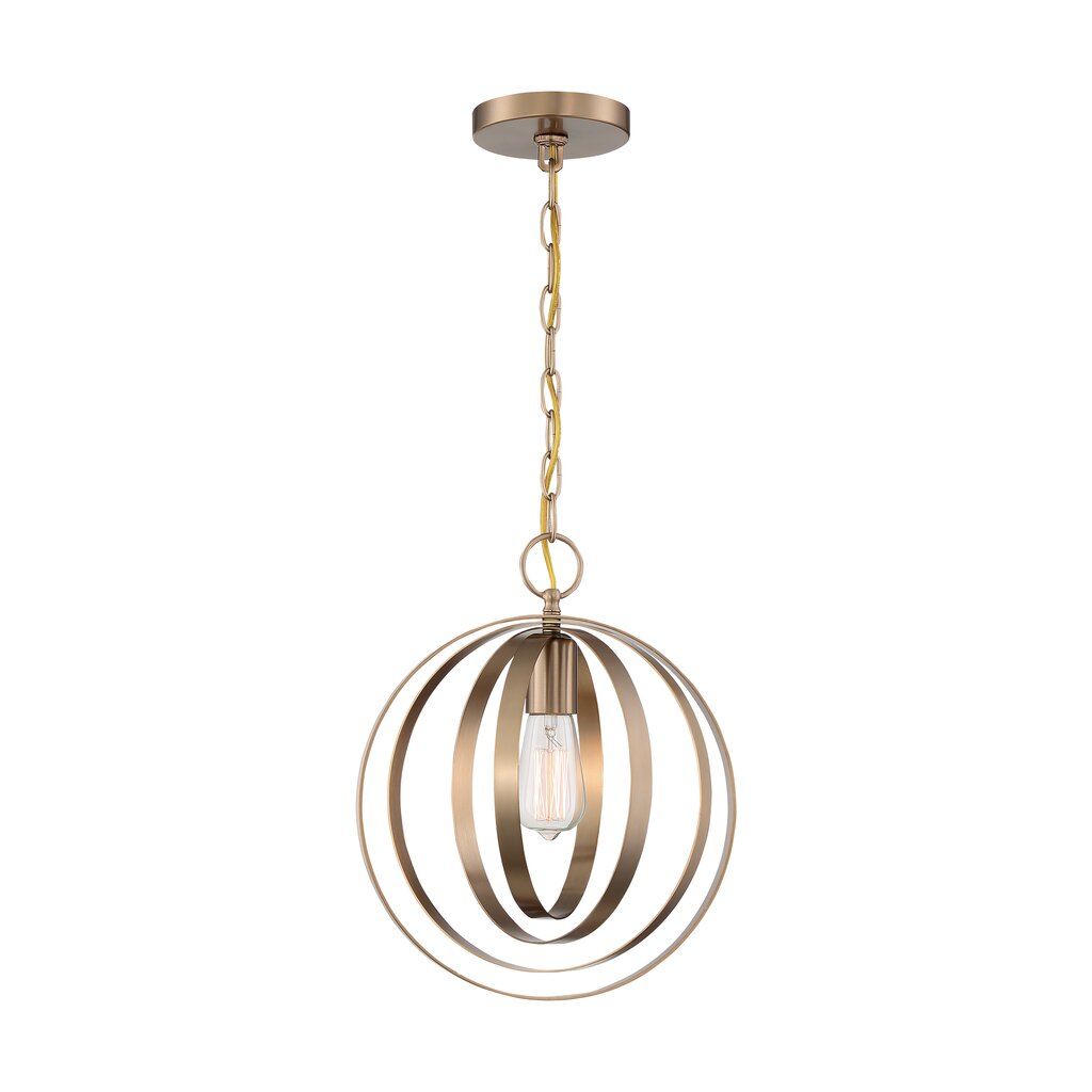 Satco 60-7056 Pendant Fixture Pendleton; 1 Light; Burnished Brass