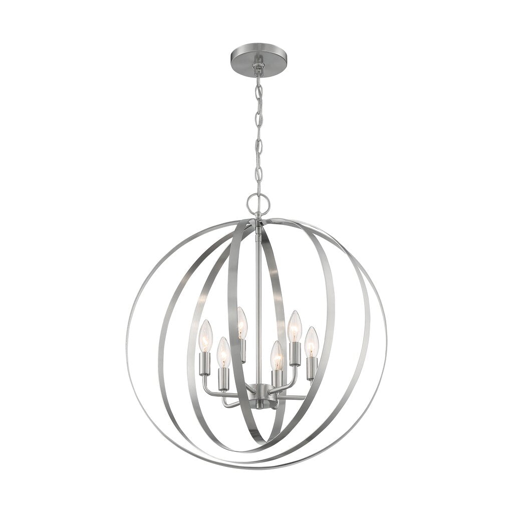 Satco 60-7048 Pendant Fixture Pendleton; 6 Light; Brushed Nickel