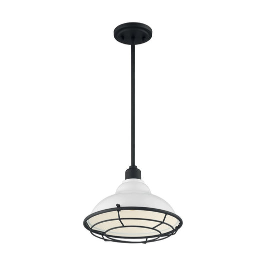 Satco 60-7024 Pendant Fixture Newbridge; 1 Light; Large Gloss White