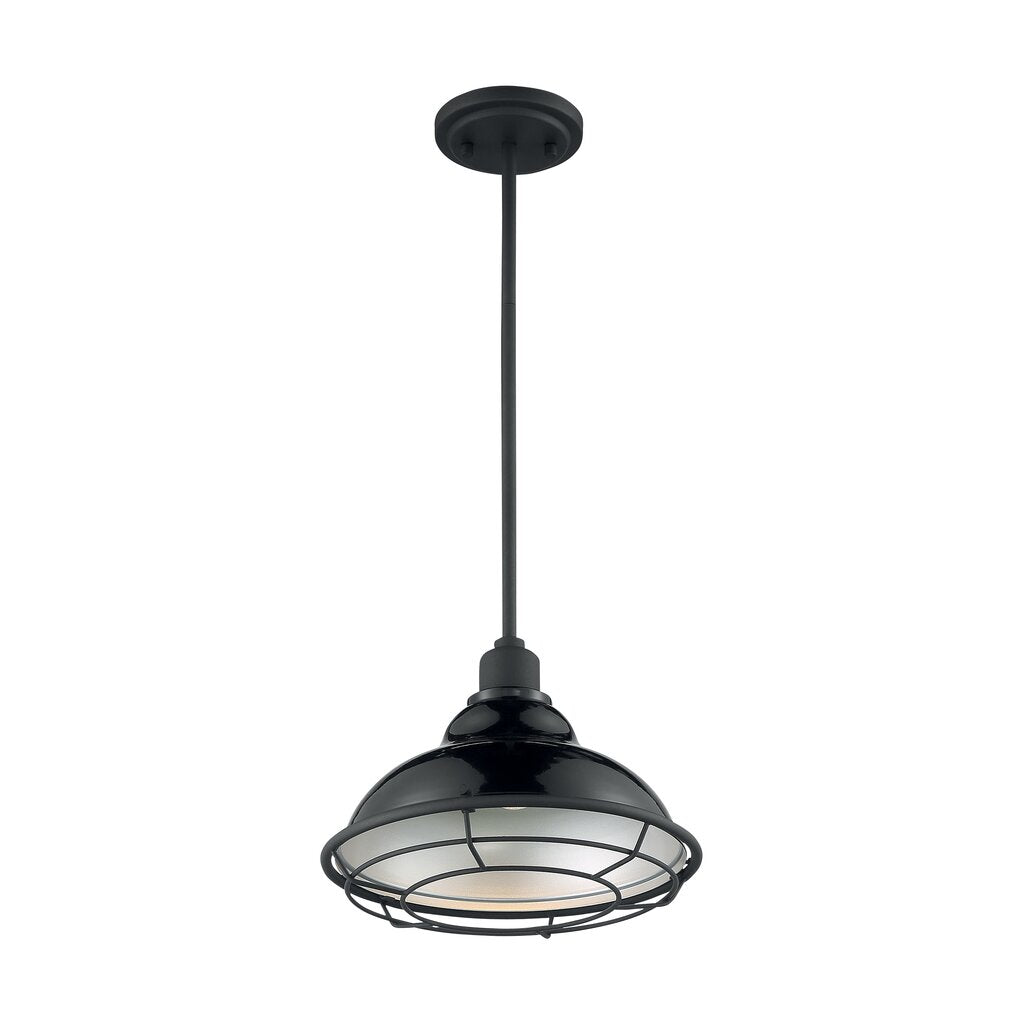 Satco 60-7004 Pendant Fixture Newbridge; 1 Light; Large Gloss Black