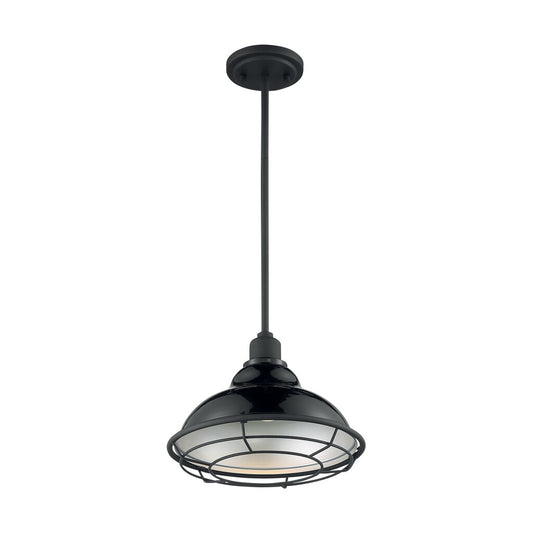 Satco 60-7004 Pendant Fixture Newbridge; 1 Light; Large Gloss Black