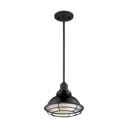 Satco 60-7003 Pendant Fixture Newbridge; 1 Light; Small Gloss Black