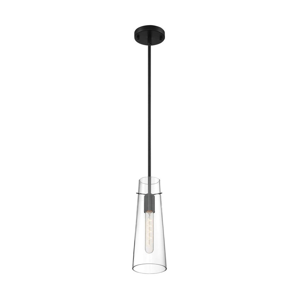 Satco 60-6880 Mini Pendant Fixture Alondra; 1 Light; Black Finish with