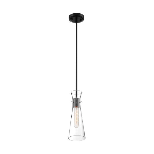 Satco 60-6878 Mini Pendant Fixture Bahari; 1 Light; Black Finish with