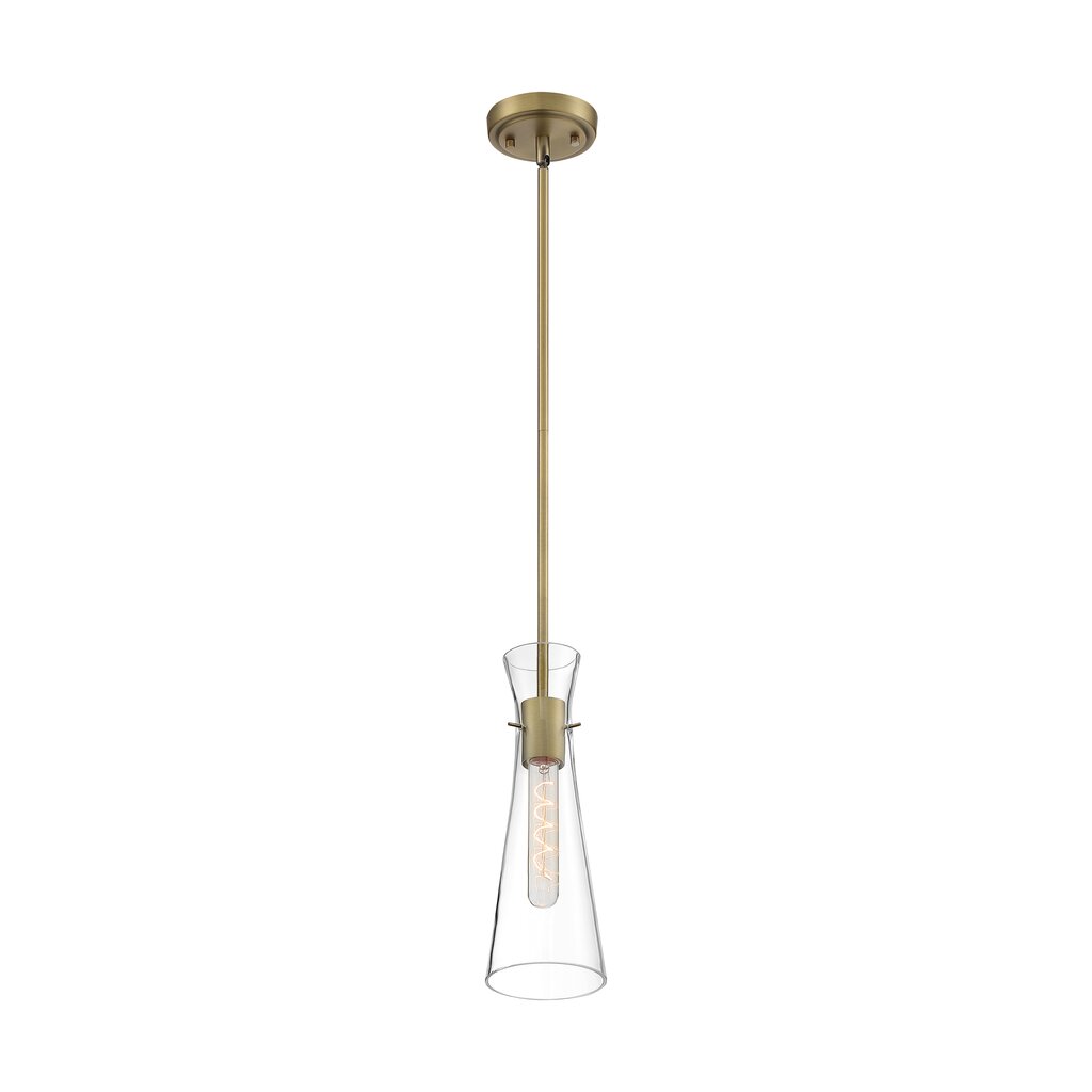 Satco 60-6858 Mini Pendant Fixture Bahari; 1 Light; Vintage Brass