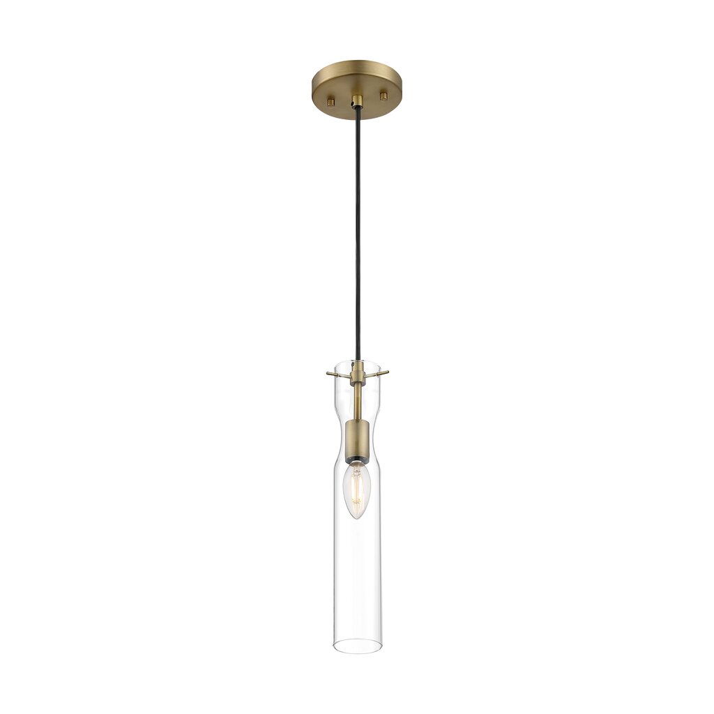 Satco 60-6856 Mini Pendant Fixture Spyglass; 1 Light; Vintage Brass