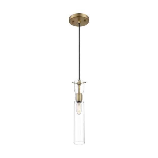 Satco 60-6856 Mini Pendant Fixture Spyglass; 1 Light; Vintage Brass