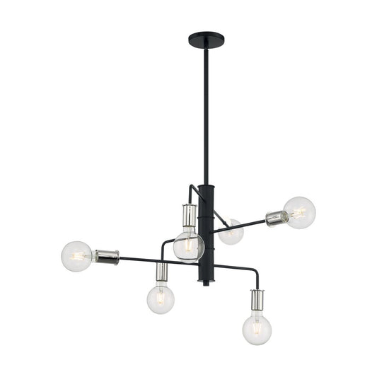 Satco 60-7354 Chandelier Fixture Ryder; 6 Light; Black Finish with