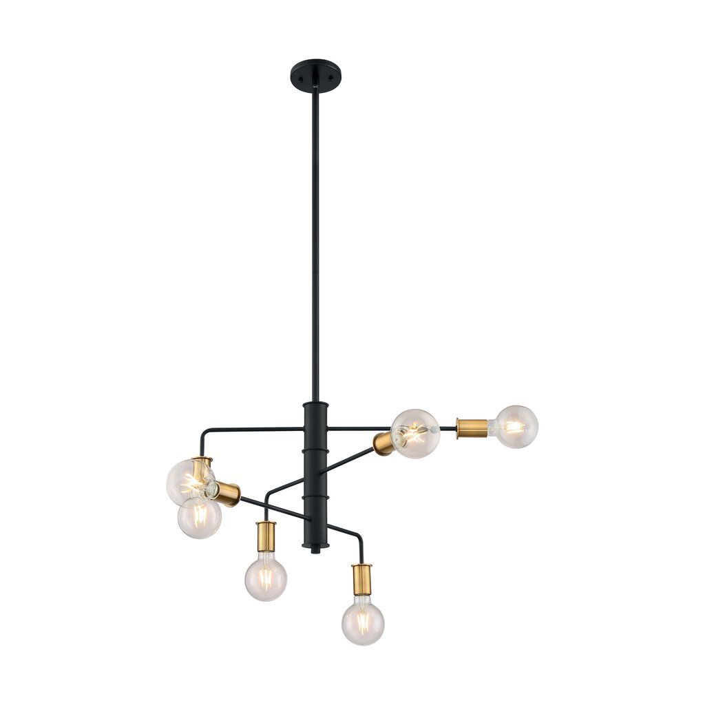 Satco 60-7344 Chandelier Fixture Ryder; 6 Light; Black Finish with