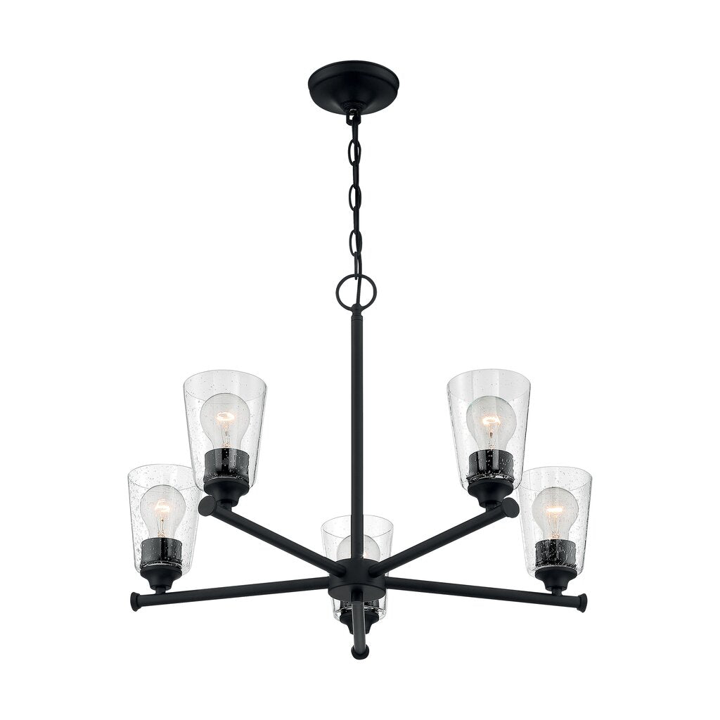 Satco 60-7285 Chandelier Fixture Bransel; 5 Light; Matte Black Finish