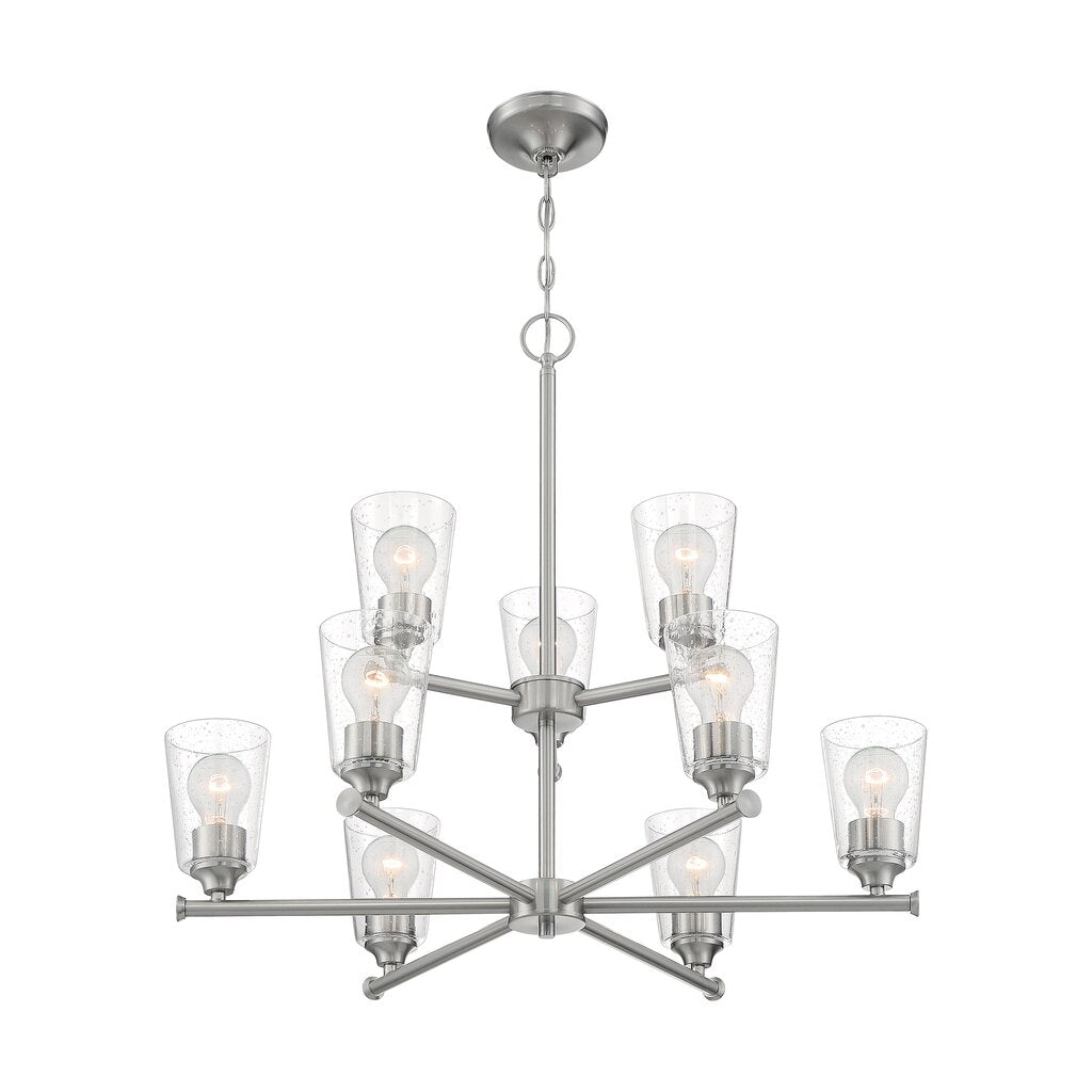 Satco 60-7189 Chandelier Fixture Bransel; 9 Light; Brushed Nickel