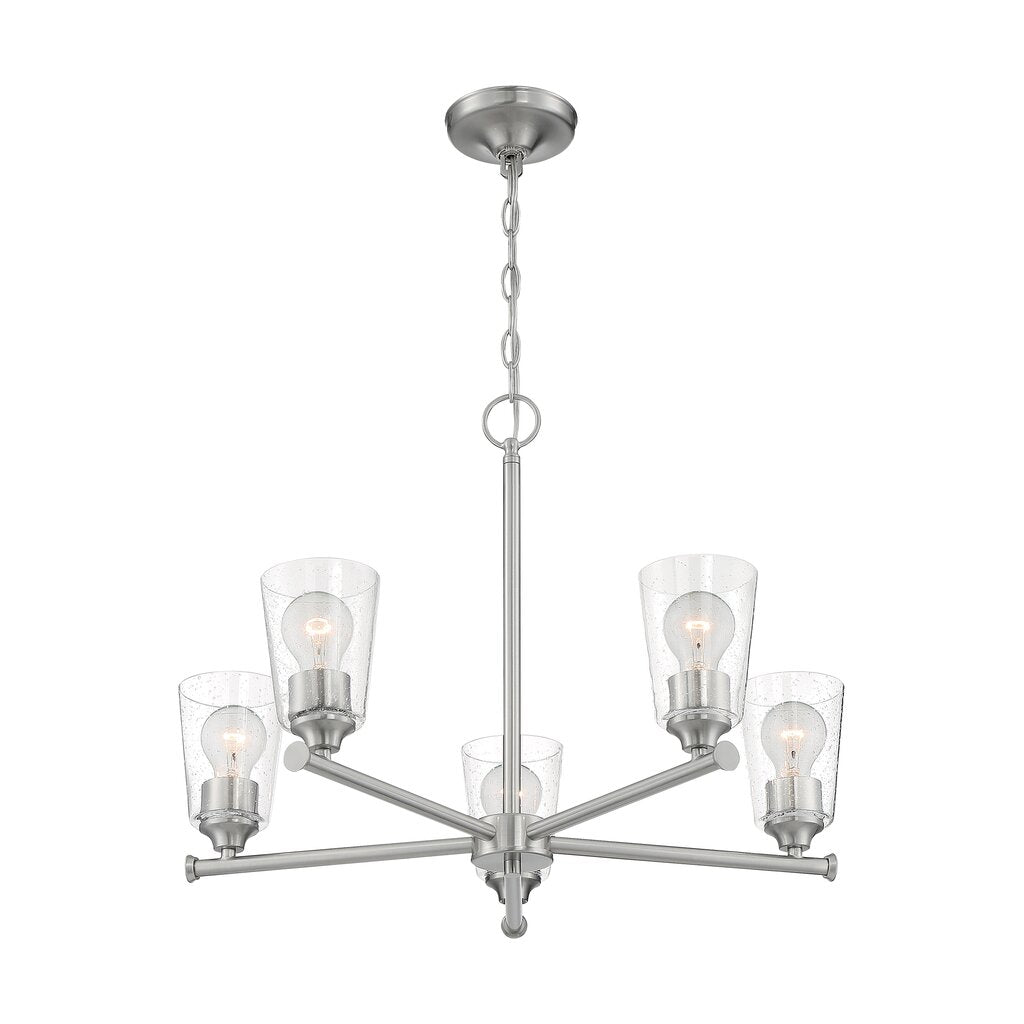 Satco 60-7185 Chandelier Fixture Bransel; 5 Light; Brushed Nickel
