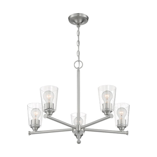Satco 60-7185 Chandelier Fixture Bransel; 5 Light; Brushed Nickel