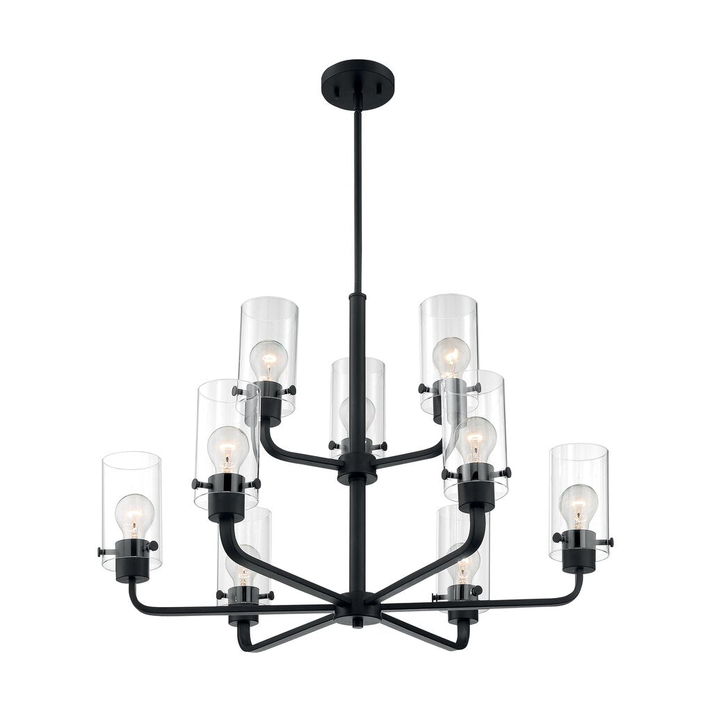 Satco 60-7279 Chandelier Fixture Sommerset; 9 Light; Matte Black