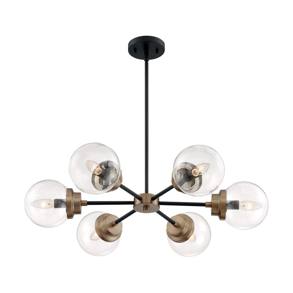 Satco 60-7126 Chandelier Fixture Axis; 6 Light; Matte Black Finish