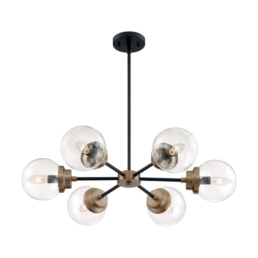 Satco 60-7126 Chandelier Fixture Axis; 6 Light; Matte Black Finish