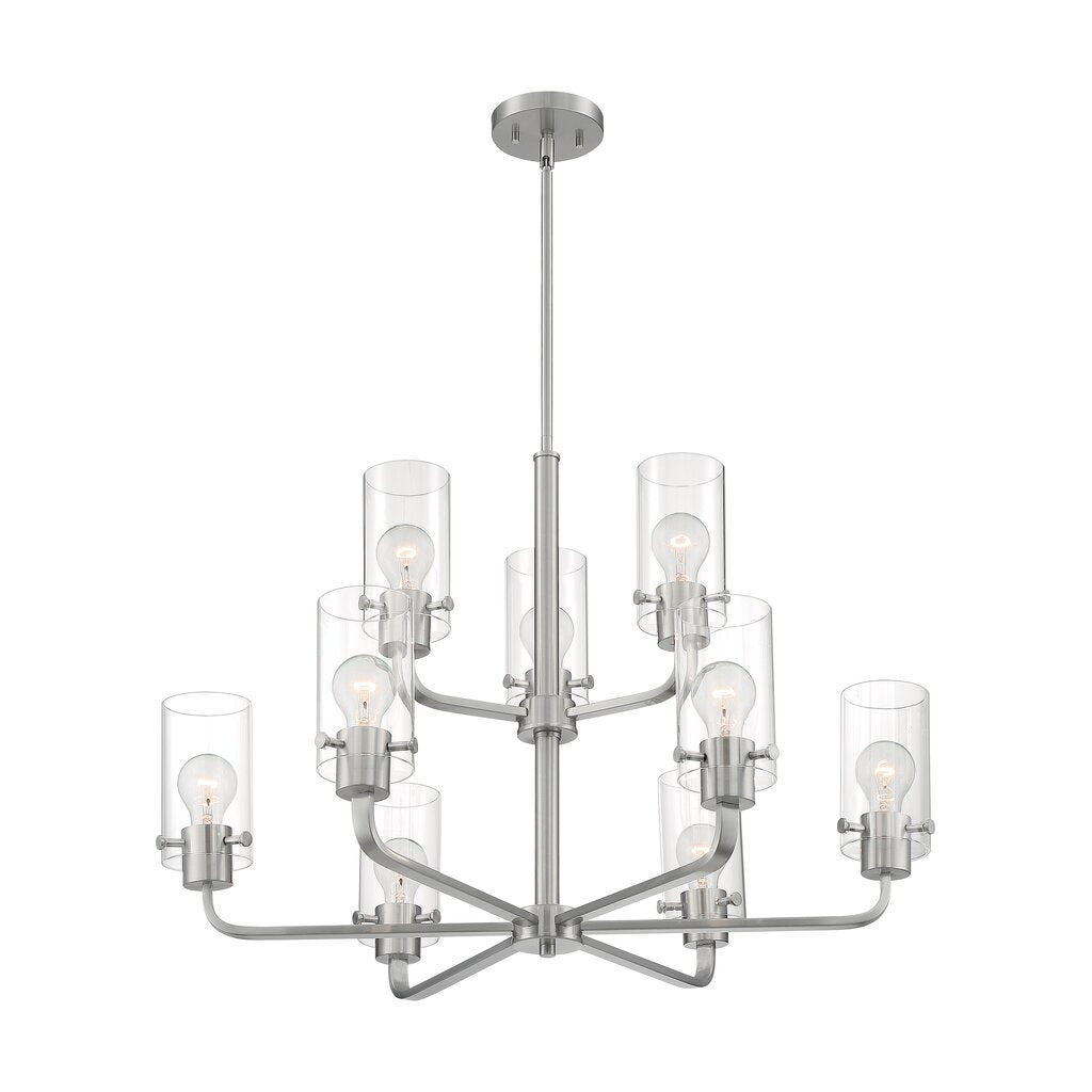 Satco 60-7179 Chandelier Fixture Sommerset; 9 Light; Brushed Nickel