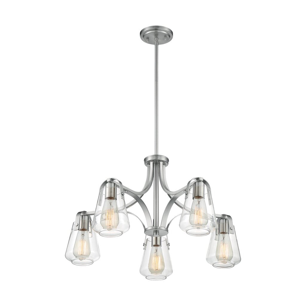 Satco 60-7115 Chandelier Fixture Skybridge; 5 Light; Brushed Nickel