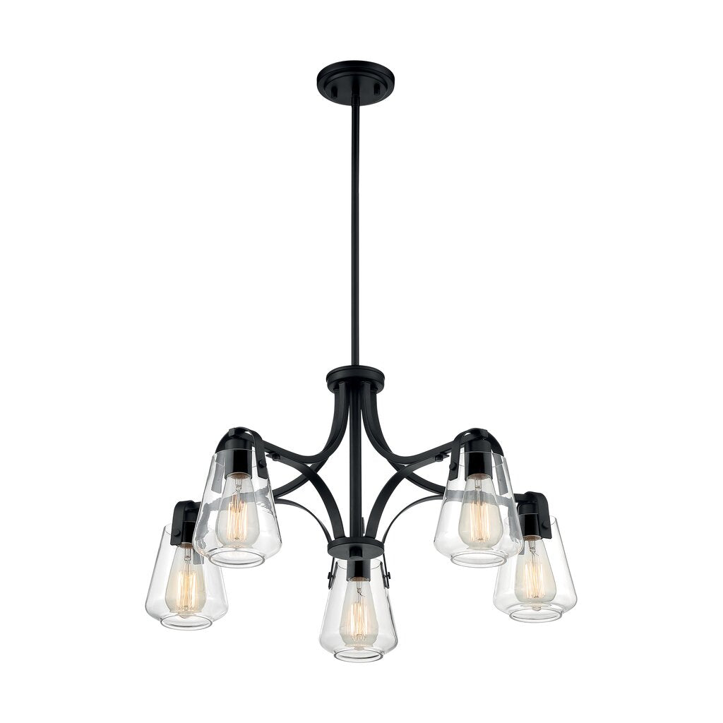 Satco 60-7105 Chandelier Fixture Skybridge; 5 Light; Matte Black
