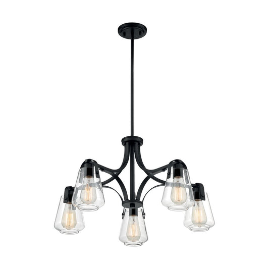 Satco 60-7105 Chandelier Fixture Skybridge; 5 Light; Matte Black