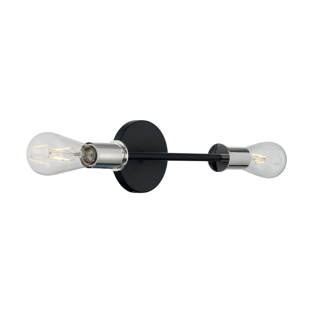 Satco 60-7352 Vanity Fixture Ryder; 2 Light; Black Finish with