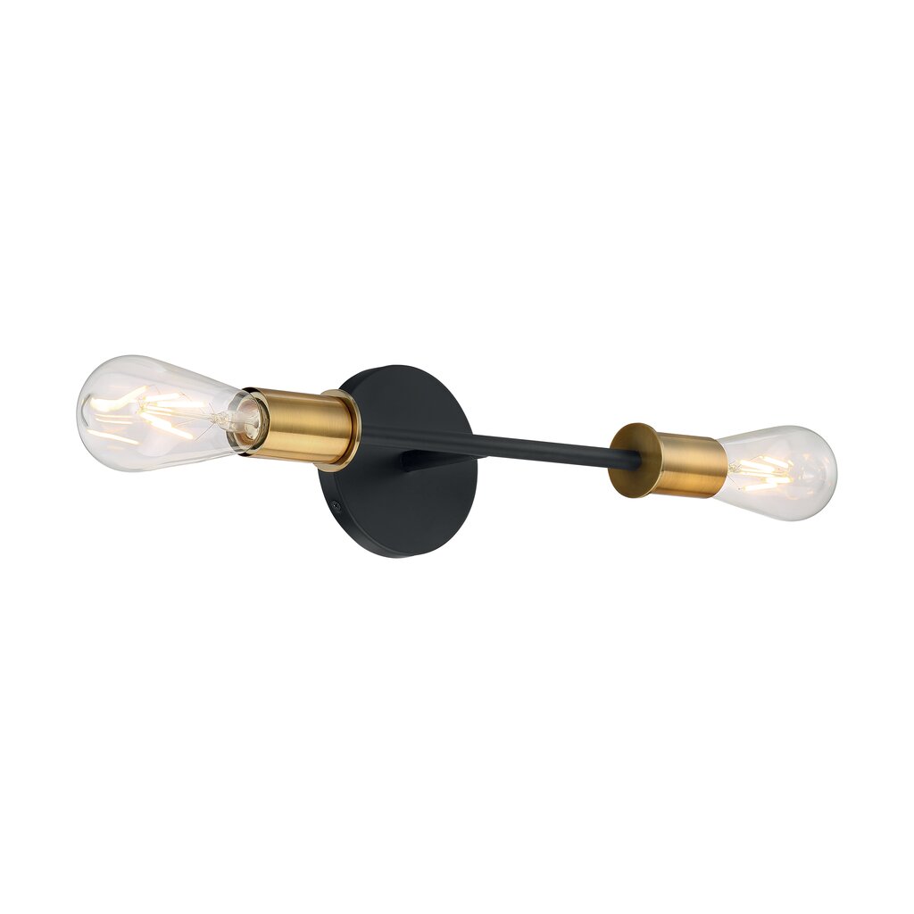 Satco 60-7342 Vanity Fixture Ryder; 2 Light; Black Finish with Brushed