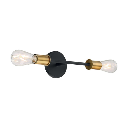 Satco 60-7342 Vanity Fixture Ryder; 2 Light; Black Finish with Brushed