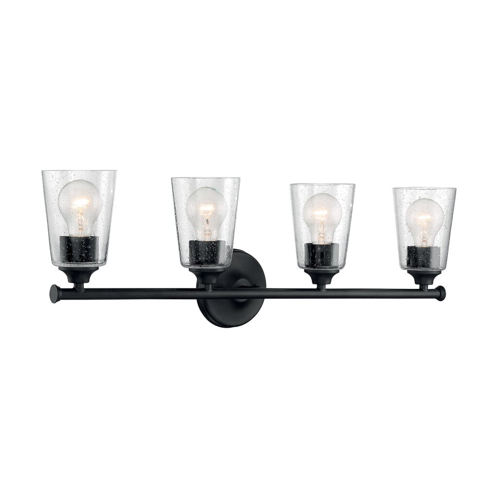 Satco 60-7284 Vanity Fixture Bransel; 4 Light; Matte Black Finish with