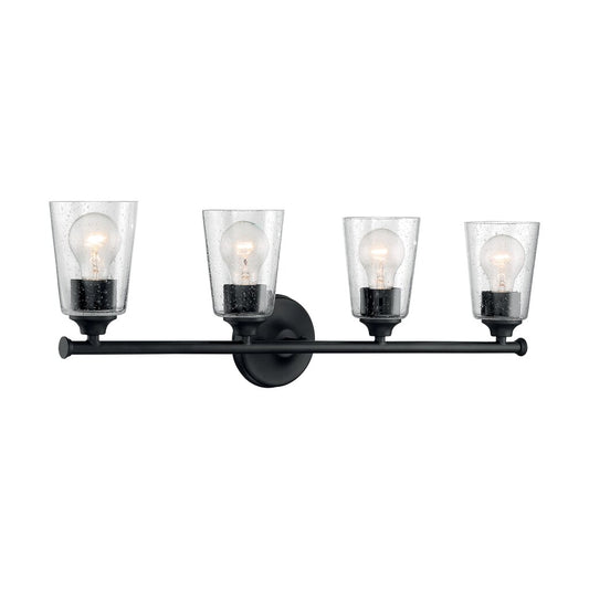 Satco 60-7284 Vanity Fixture Bransel; 4 Light; Matte Black Finish with