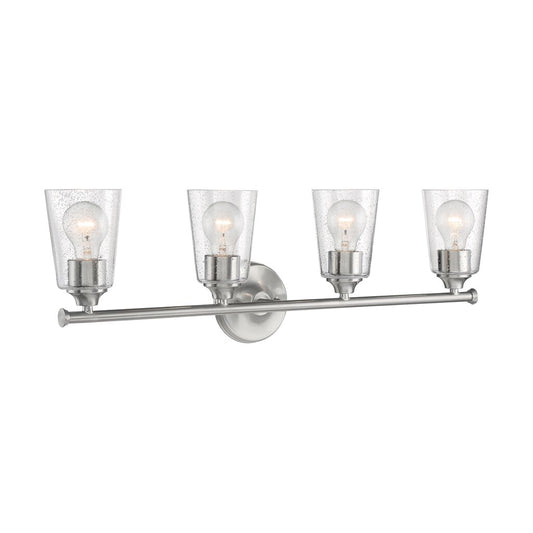 Satco 60-7184 Vanity Fixture Bransel; 4 Light; Brushed Nickel Finish