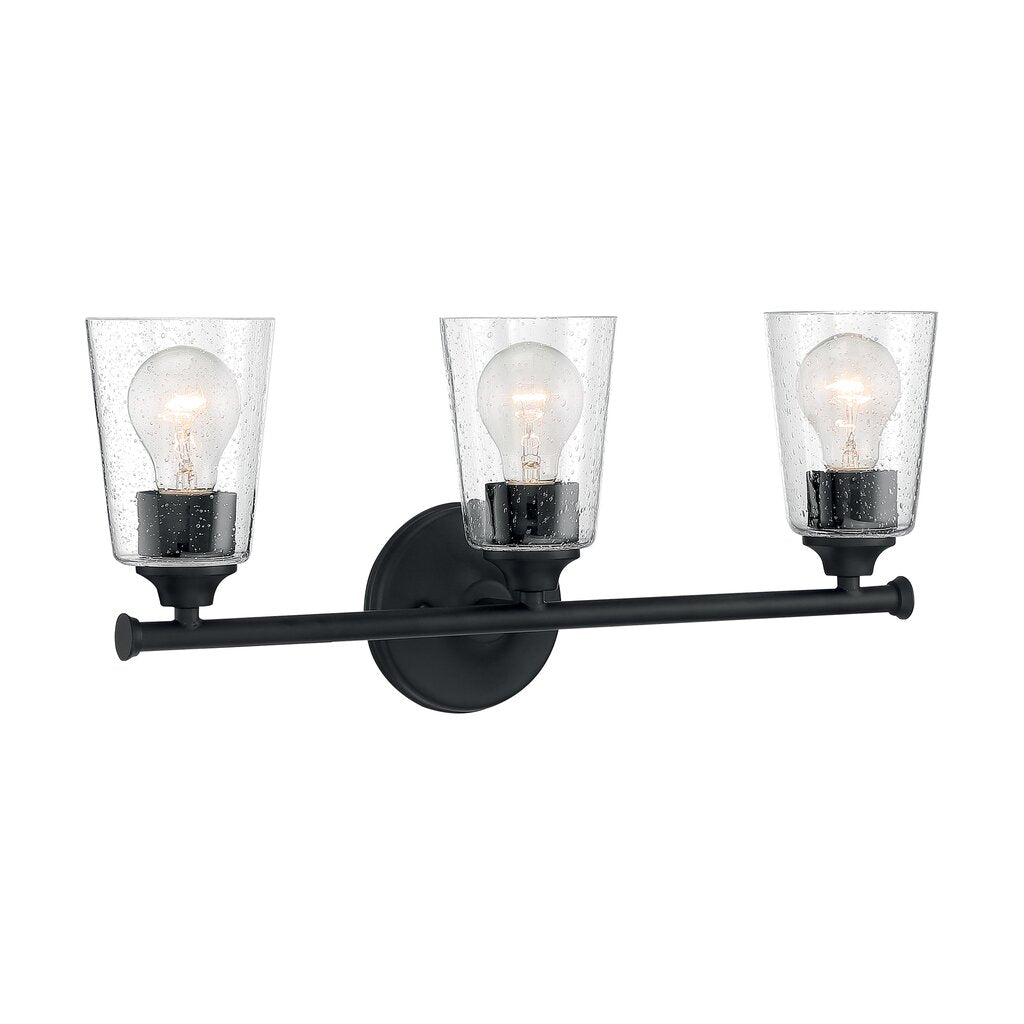 Satco 60-7283 Vanity Fixture Bransel; 3 Light; Matte Black Finish with