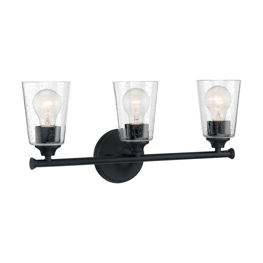 Satco 60-7283 Vanity Fixture Bransel; 3 Light; Matte Black Finish with