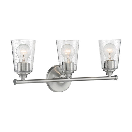 Satco 60-7183 Vanity Fixture Bransel; 3 Light; Brushed Nickel Finish