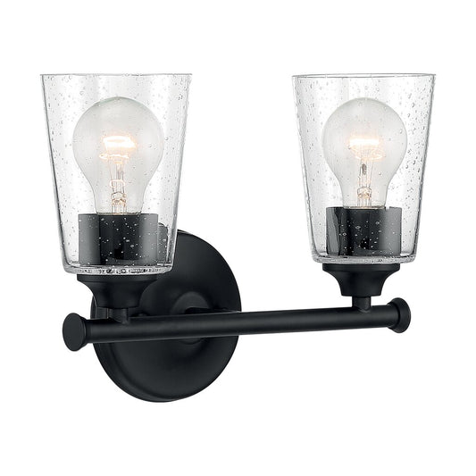 Satco 60-7282 Vanity Fixture Bransel; 2 Light; Matte Black Finish with