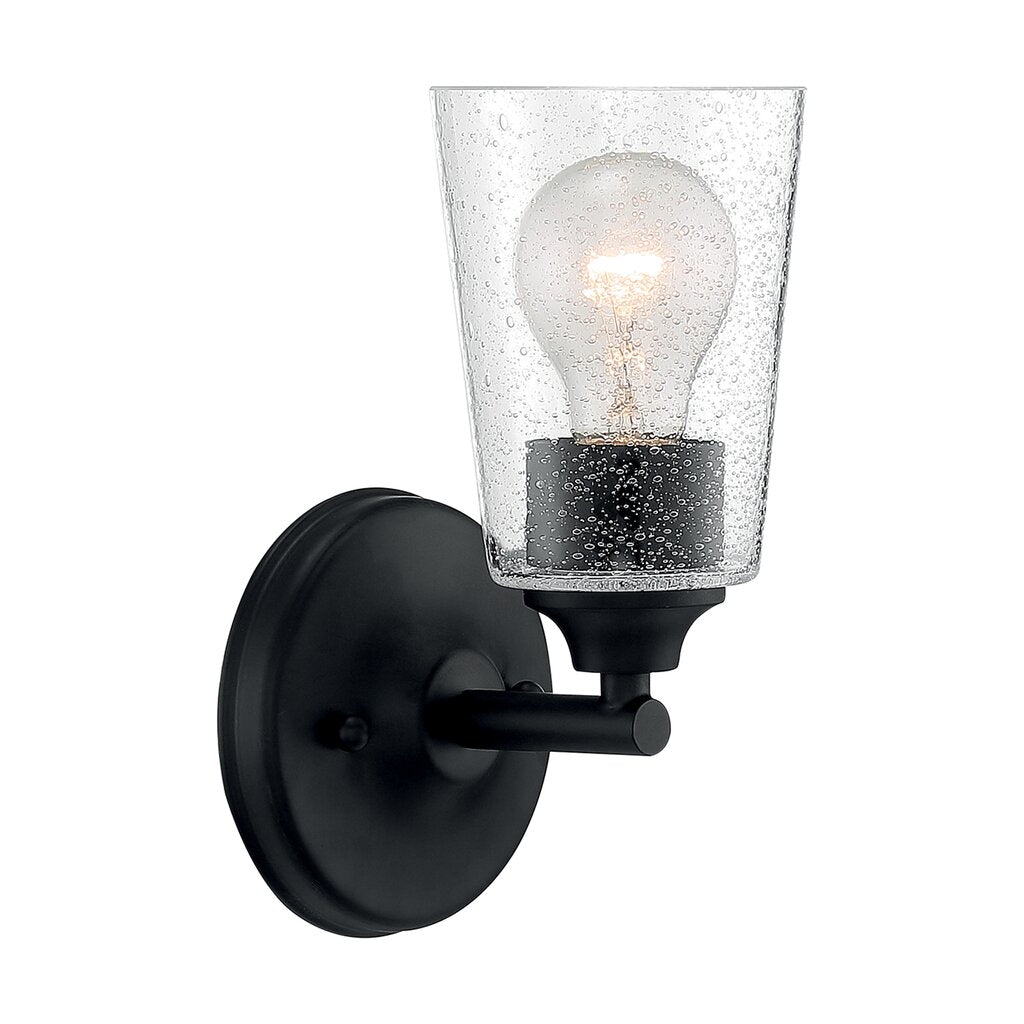 Satco 60-7281 Vanity Fixture Bransel; 1 Light; Matte Black Finish with