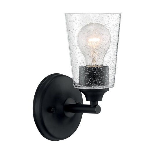 Satco 60-7281 Vanity Fixture Bransel; 1 Light; Matte Black Finish with