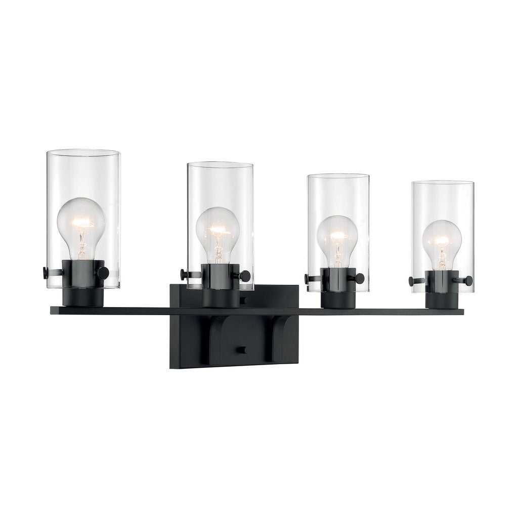 Satco 60-7274 Vanity Fixture Sommerset; 4 Light; Matte Black Finish