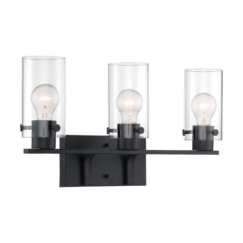 Satco 60-7273 Vanity Fixture Sommerset; 3 Light; Matte Black Finish