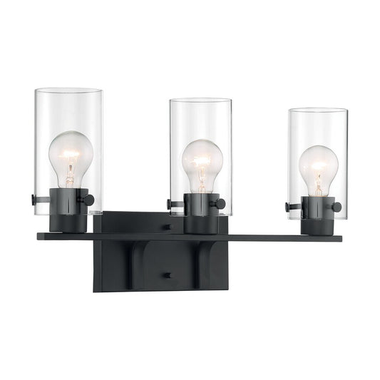 Satco 60-7273 Vanity Fixture Sommerset; 3 Light; Matte Black Finish