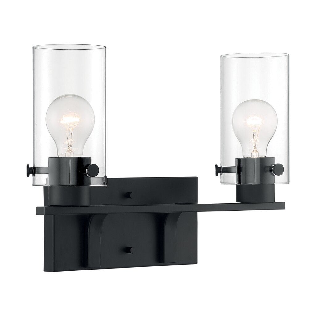 Satco 60-7272 Vanity Fixture Sommerset; 2 Light; Matte Black Finish