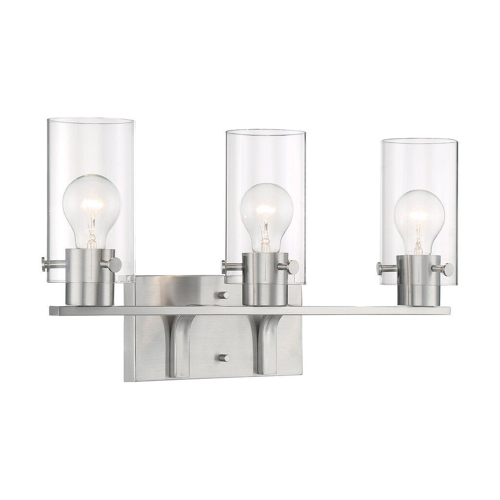 Satco 60-7173 Vanity Fixture Sommerset; 3 Light; Brushed Nickel Finish