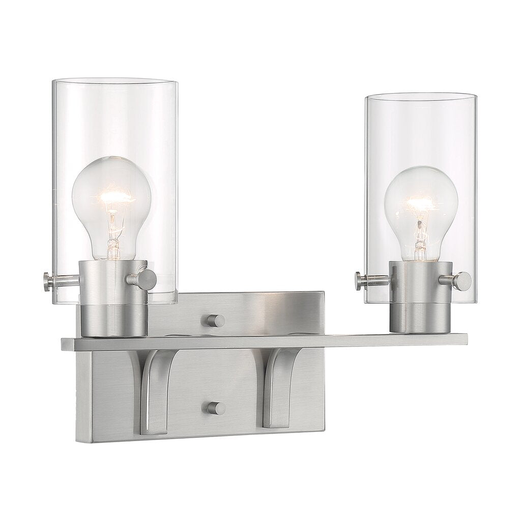 Satco 60-7172 Vanity Fixture Sommerset; 2 Light; Brushed Nickel Finish